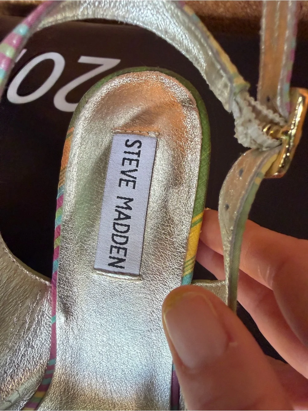 Steve Madden Madras print wedge sandals size 7 1/2